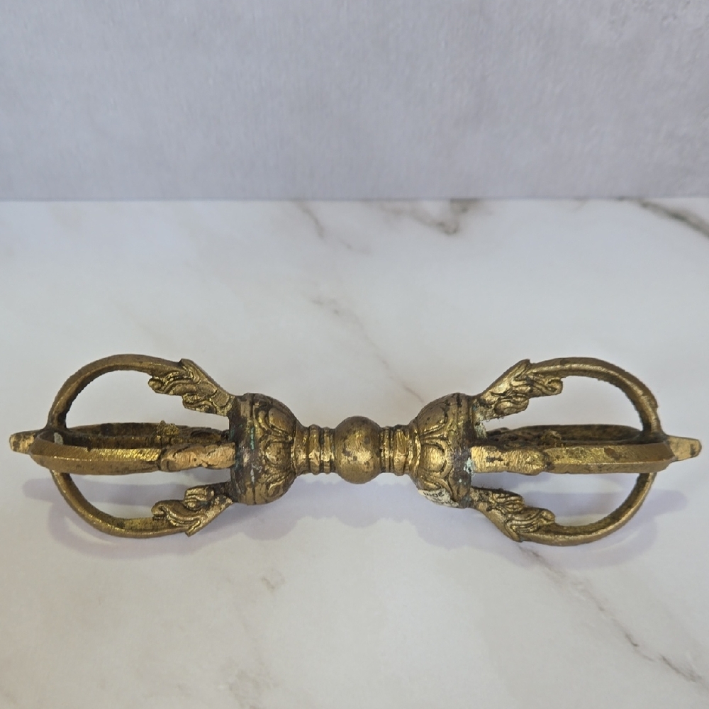 Antique Brass Nepalese Buddhist Thunderbolt Tiantie Vajra Droje